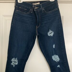 Levi's Blue Skinny Jeans with Distressed Details